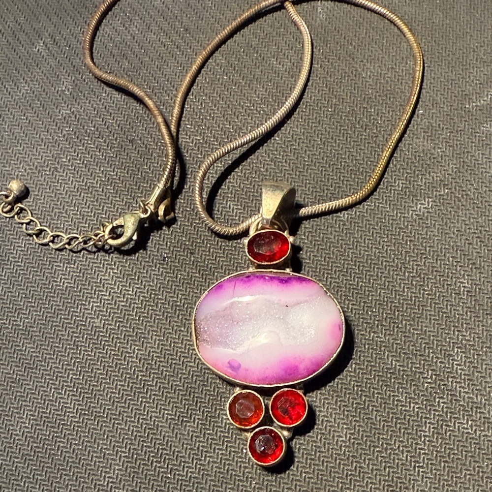 Artsy Purple/Pink  and Red Pendant Necklace